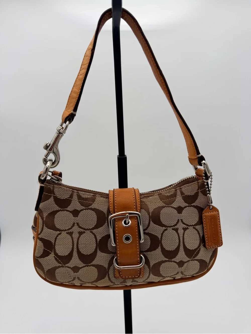 Coach SoHo Y2K Demi Baguette CC Signature Silver Hardware Shoulder Bag 6362